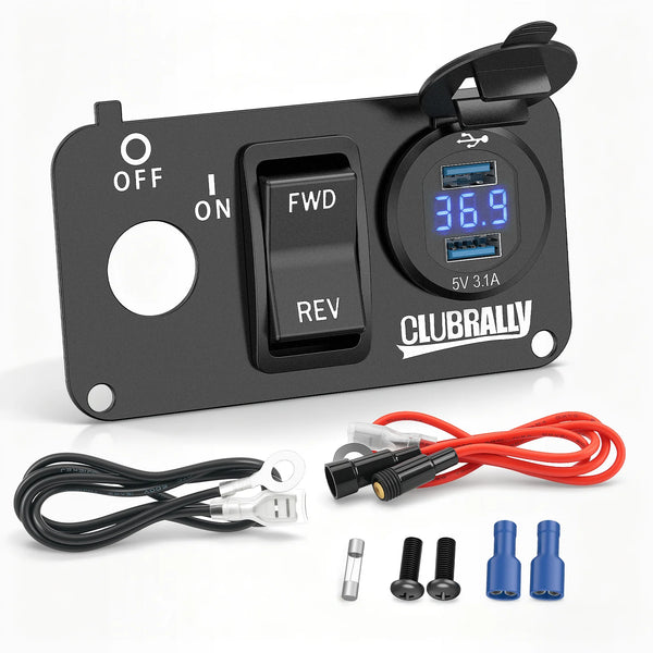 Nyckelbrytarpanel med dubbla USB-laddare & Fram/Back-brytare – EZGO TXT